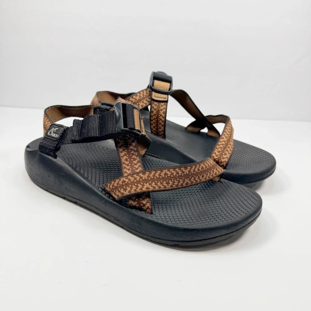 Chaco Mens 10 Z1 Classic Athletic Sandals Brown Geometric Vibram Sole Classic